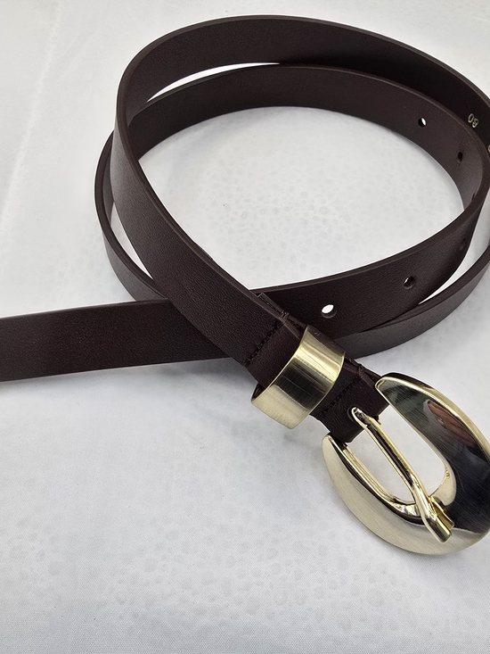 gavazzeni Accessories - Women's 1in Beautiful Mocha Brown, 100% Italian Leather Belt with Gold Buckle